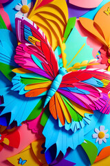 A colorful butterfly created by kirigami art
