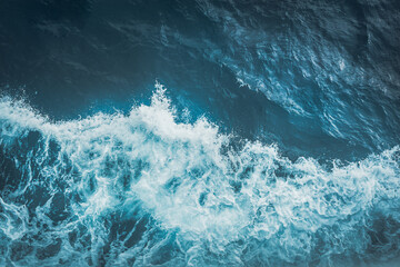 Fototapeta na wymiar View from above turquoise ocean waves background.