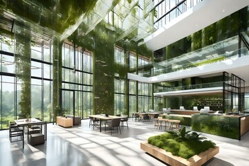 view of modern glass building AI generated