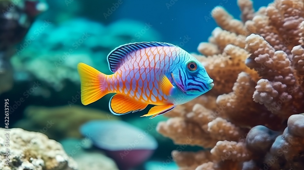 Wall mural tropical fish in the red sea. egypt. colorful coral reef with tropical fish in the ocean. underwater