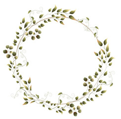 Delicate floral frame illustration in vector. Invitation design with leaves, geometric frame. Greenery Vector illustration.