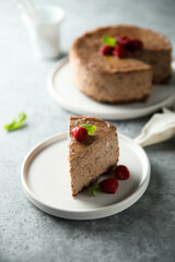 Homemade chocolate cheesecake	