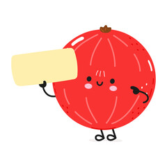 Red Ribes poster character. Vector hand drawn cartoon kawaii character illustration. Isolated white background. Red Ribes poster