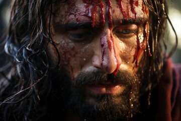 Jesus Christ suffering and humiliation passion for the human being The Lamb of God Generative AI Illustration