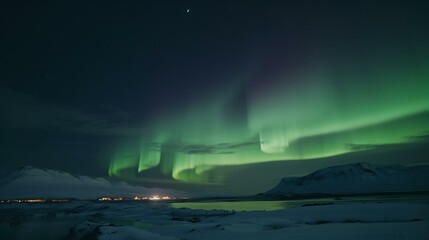 Naklejka premium aurora borealis over the sea