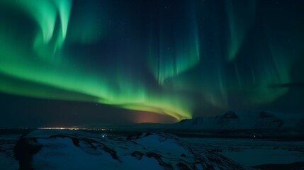 Fototapeta na wymiar aurora borealis above the clouds