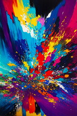Immerse yourself in the captivating world of emotions with this vibrant abstract painting. Expertly crafted, it vividly captures the essence of the chaotic nature of mental health. 