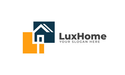 Square modern house real estate logo design vector templat