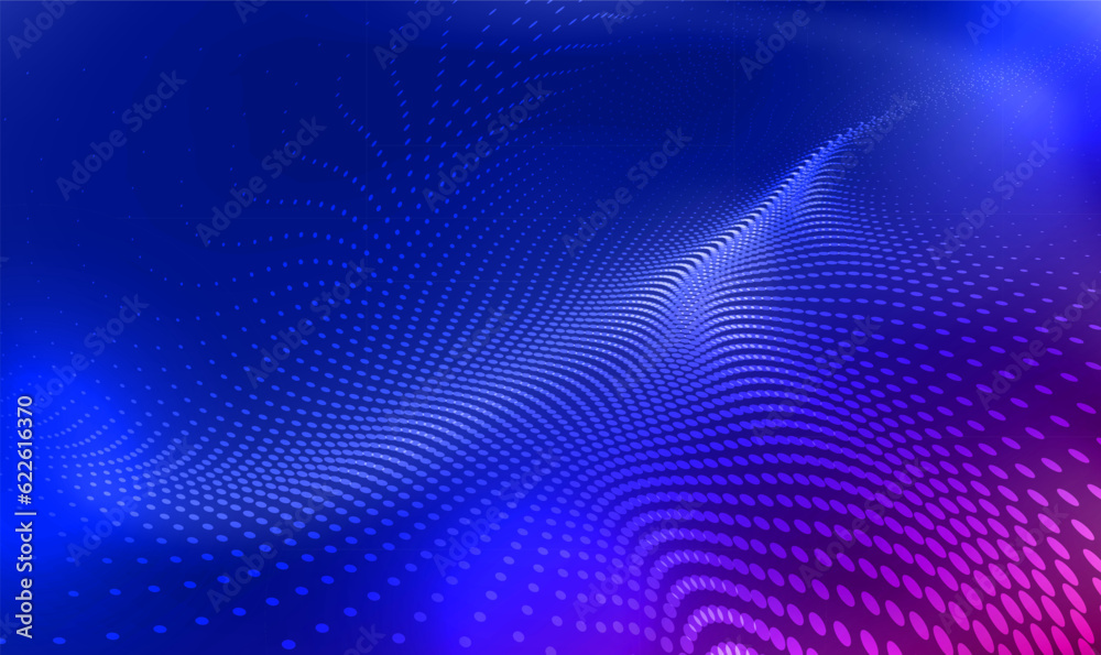 Poster abstract 3d wave particle technology background. futuristic sci-fi user interface concept with gradi