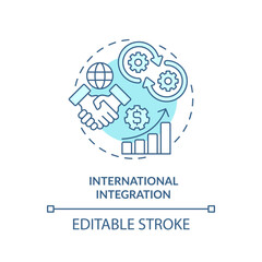 Editable international integration icon, isolated vector, foreign direct investment thin line illustration.