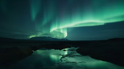 Zelfklevend Fotobehang aurora borealis above the clouds © KWY