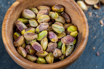 peeled fresh crunchy pistachios, green nuts pistachios