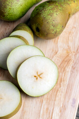 Ripe pear cut into different pieces