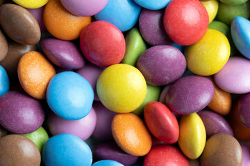 Multicolored chocolates with chocolate filling