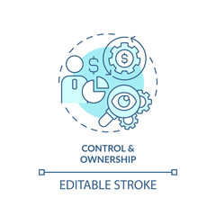 Editable control and ownership icon, isolated vector, foreign direct investment thin line illustration.
