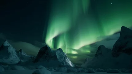 Foto op Plexiglas aurora borealis in the mountains © KWY
