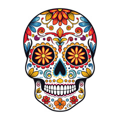 Mexican skull colors ornament Dia de muertos illustration
