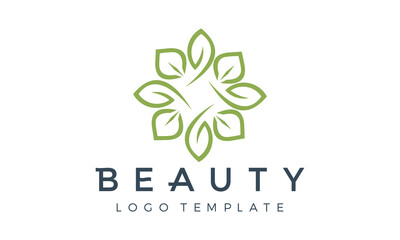 Simple beauty leaf flower cosmetic nutrition logo luxury natural floral pattern