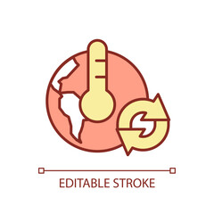 Customizable growing season changes icon heatflation concept, isolated vector, global warming impact linear illustration.