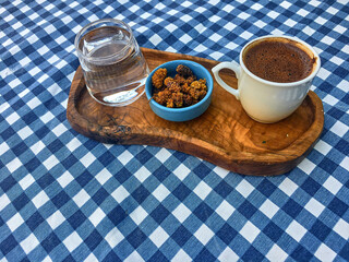 Turkish coffee concept on wooden background