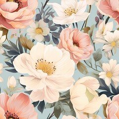 AI-Generated Elegant Blooms: Graceful Seamless Floral Patterns with Timeless Charm