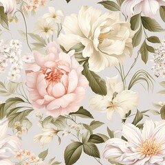 AI-Generated Elegant Blooms: Graceful Seamless Floral Patterns with Timeless Charm