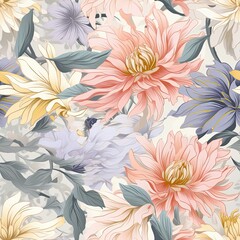 AI-Generated Elegant Blooms: Graceful Seamless Floral Patterns with Timeless Charm
