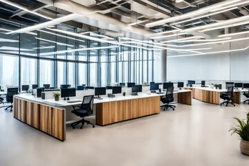view of modern work place with furniture AI generated 