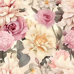 AI-Generated Elegant Blooms: Graceful Seamless Floral Patterns with Timeless Charm