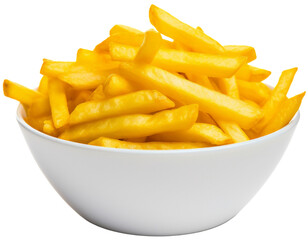 French Fries in a Bowl. Isolated on Transparent Background. generative ai