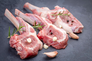 Raw lamb chop, food concept photo