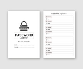 Password tracker KDP interior log book template, KDP interior journal, password tracker log book