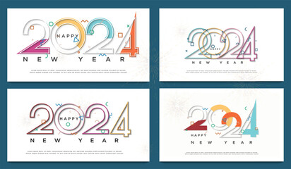some different and beautiful new year 2024 number concept. premium design 2024.