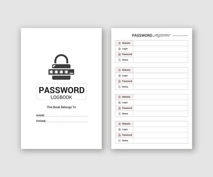 Password Tracker KDP Interior Log Book Template, KDP Interior Journal, Password Tracker Log Book