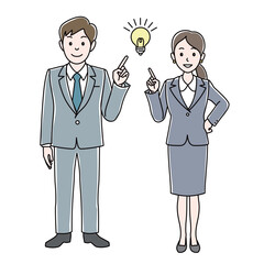 男女ビジネスパーソン ひらめき