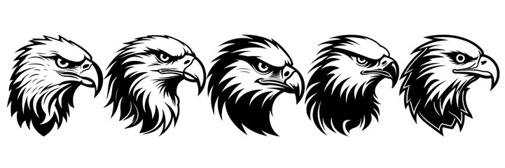 Eagle silhouettes set, large pack of vector silhouette design, isolated white background