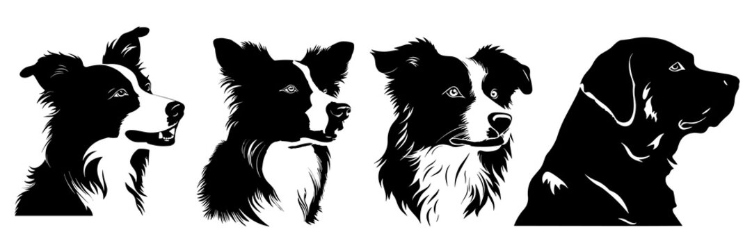 Dog silhouettes set, large pack of vector silhouette design, isolated white background