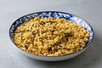 Herbed bulgur pilaf. 