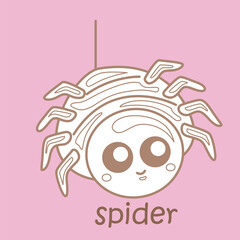 Alphabet S For Spider Vocabulary School Student Lesson Digital Stamp Outline