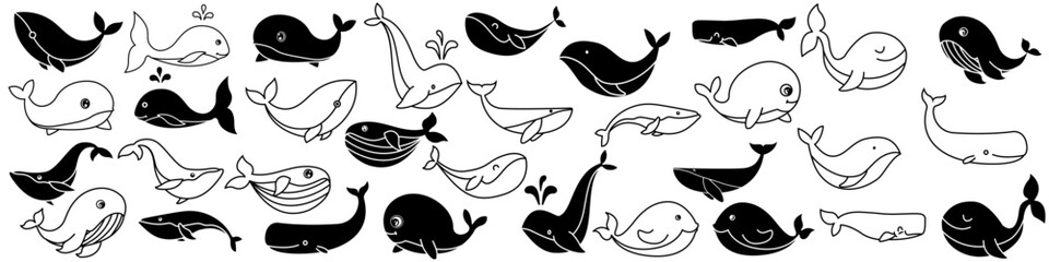 Baby whale icon vector set. Whale illustration sign collection. Sperm whale symbol. Sea life logo. © Denys