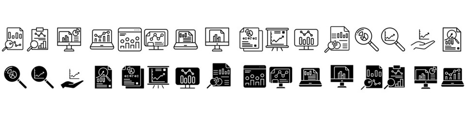 Business analytics icon vector set. Data analysis illustration sign collection. data science symbol. profit graph logo.