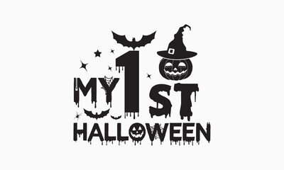 My 1st halloween svg, halloween svg design bundle, halloween svg, happy halloween vector, pumpkin, witch, spooky, ghost, funny halloween t-shirt quotes Bundle, Cut File Cricut, Silhouette 