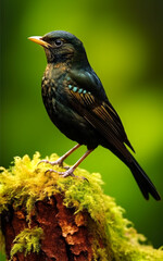 Fototapeta premium beautiful little blackbird portrait, generative ai