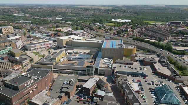Aerial drone video of Barnsley in England