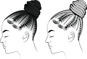 African Braids Hairstyle Vector - Hair vector - Braid Hair - obrazy, fototapety, plakaty
