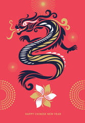  Chinese Happy New Year 2024. Year of the Dragon. Symbol of New Year. 