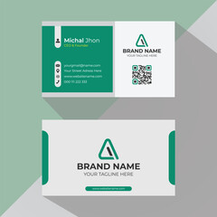 simple clean modern business card design with green and white color 