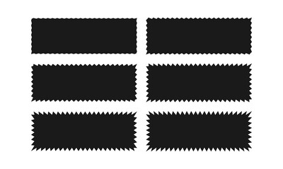 Zigzag Edge Rectangular Button Icon Set