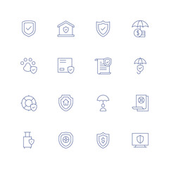 Insurance line icon set on transparent background with editable stroke. Containing shield, house insurance, insurance.