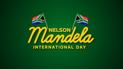 Nelson Mandela Day Text Animation in Yellow Color on Black and green Background. great for nelson mandela international day celebration.